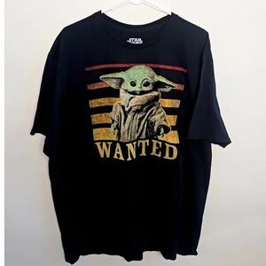 Star Wars Mens' Size Medium Mandalorian Baby Yoda Wanted T-Shirt Black  0210